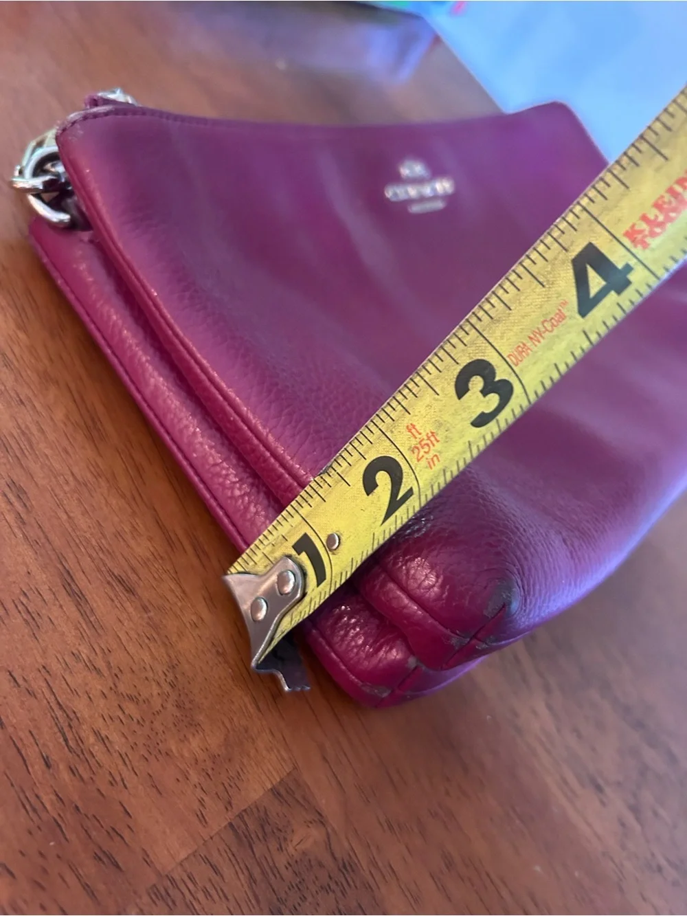 Coach Pebbled Leather Double Zip Wristlet - Raspberry - Picture 2 of 16